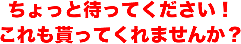 ちょっと待ってください！これも貰ってくれませんか？